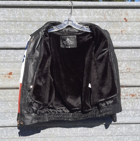 VINTAGE 90's USA Flag Leather Motorbike Jacket (unisex) - Picture 16 of 17